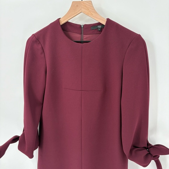 Tibi Women’s Dress Size 2 Plum Shift Tie Sleeves - Picture 3 of 5